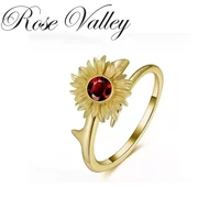 rose valley sunflower rings for women cz opening ring size adjustable fashion jewelry girls birthday gifts