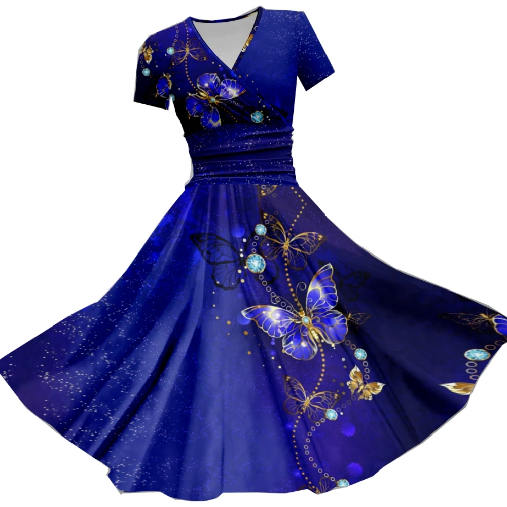 Женское Повседневное платье с коротким рукавом и V-образным вырезом