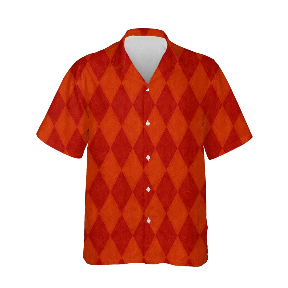 Jumeast New 3D Men's Clothing Casual Plaid Shirts For Men Casual Mens Hawaiian Shirt Short Sleeve Fashion Comfortable Blouses