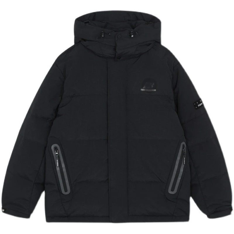 2022 new two-color spliced white eiderdown hooded down jacket sports men's fashion trend youth cotton jacket men's winter thick