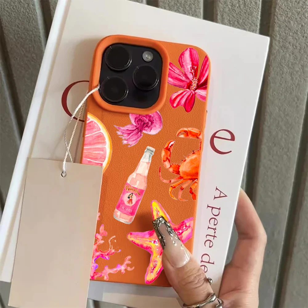 Чехол для телефона с грейпфрутом, крабом и морской звездой для iPhone 17, 16, 15, 14, 13, 12, 11 Pro Max, 17 Pro, 16 Pro, 16, 15, 14 Plus, 17 Air, силиконовый матовый чехол (art.: 3920db457036a) - 3920db457036a