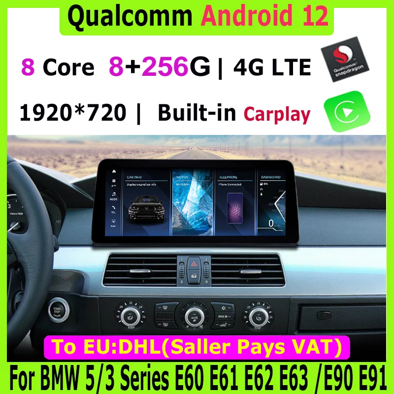 

8.8"/12.5" Snapdragon Android 12 8core 8+256g Car Multimedia Player GPS Radio for BMW 3/5 Series E60 E61 E62 E63 E90 E91 CCC CIC