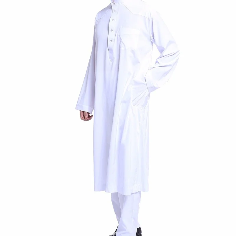 Dubai Arab Islam Muslim Men Jubba Thobe Clothing Sets Long Robe 2 Piece Set Tops and Pants Saudi Musulman Ensembles Wear Sets