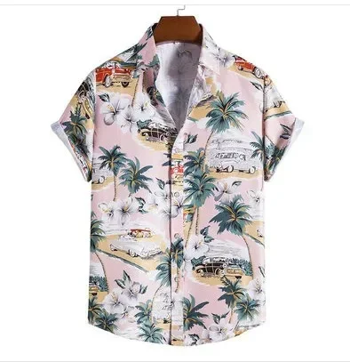 Летняя пляжная одежда для мальчиков рубашка с рисунком фотопальмы автомобиля