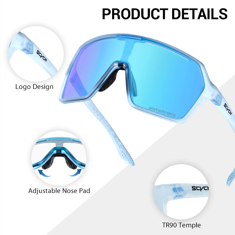 Фотохромные велосипедные очки SCVCN UV400 MTB дорожные солнцезащитные спортивные на