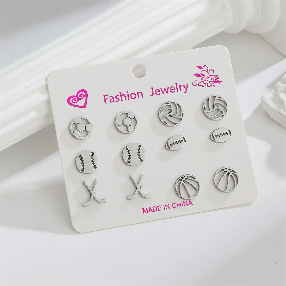 6 пар/лот простые футбольные спортивные серьги-гвоздики для женщин золотые