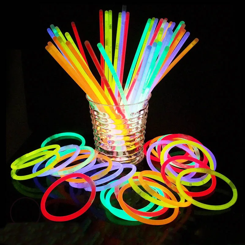 

50Pcs Fluorescent Sticks Glow In the Dark Neon Bracelet Necklaces Light Bars Party Connectors Birthday Nightclubs Bright Props