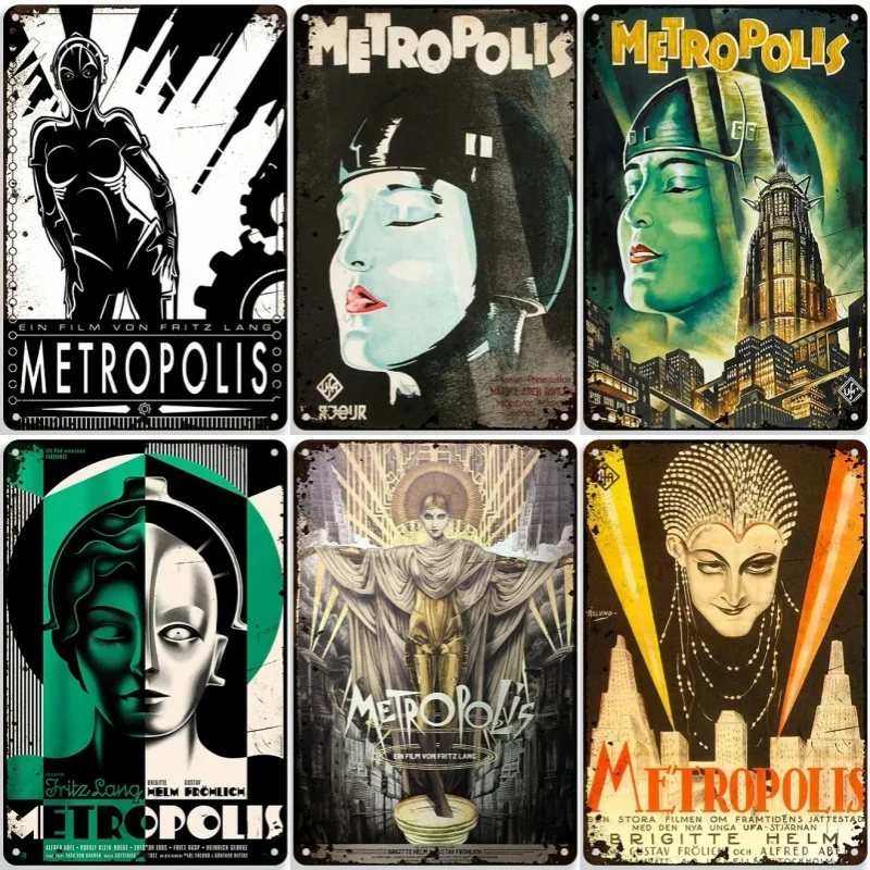 Винтажная Металлическая Вывеска 1927 Немецкая Пленка Метрополис Настенная