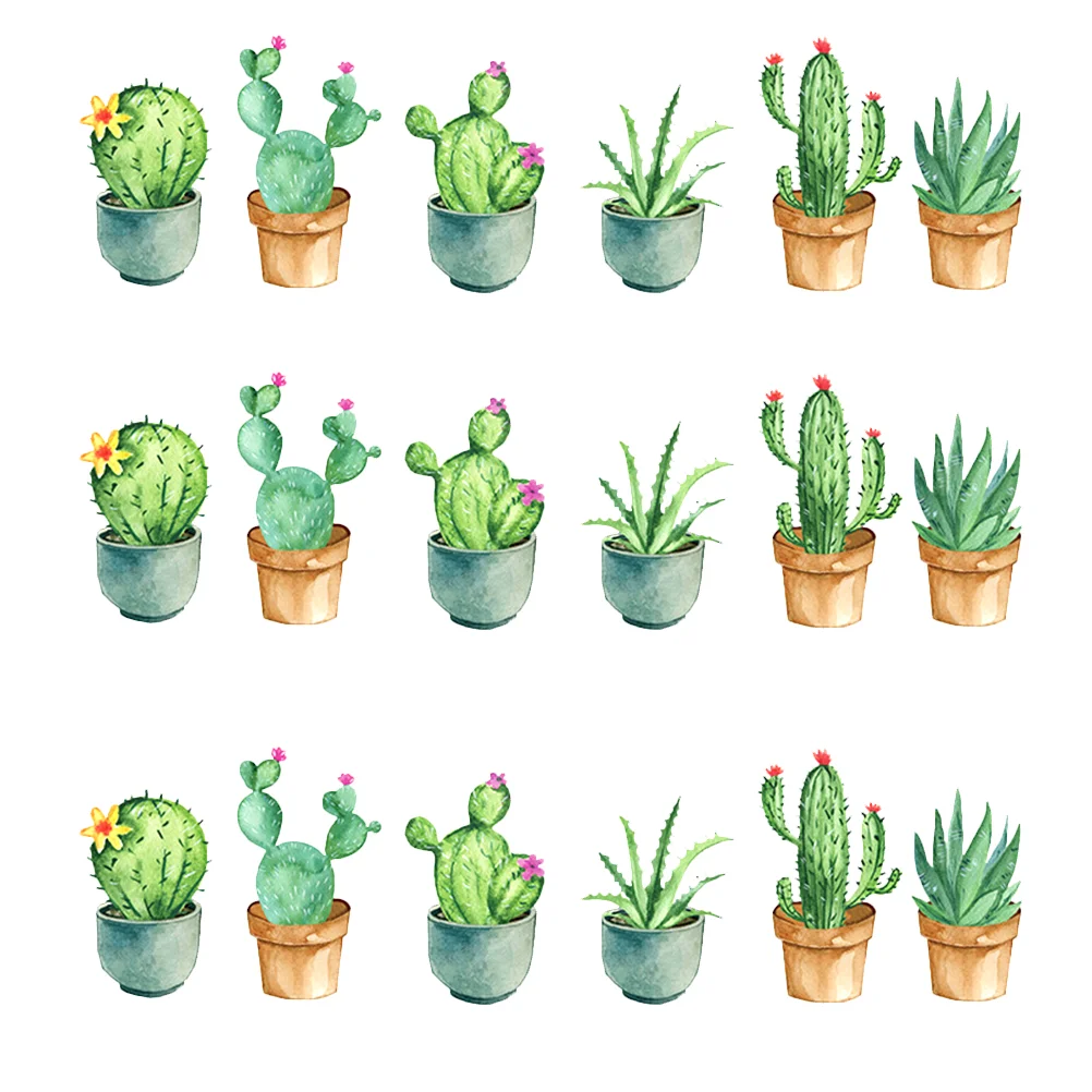

3 Sheets Wall Stickers Waterproof Potted Scrub Wall Decals for Living Room