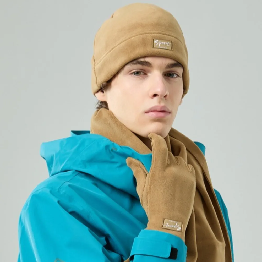 Теплые зимние шапки для шеи шарф перчатки комплект утолщенная зимняя шапка с