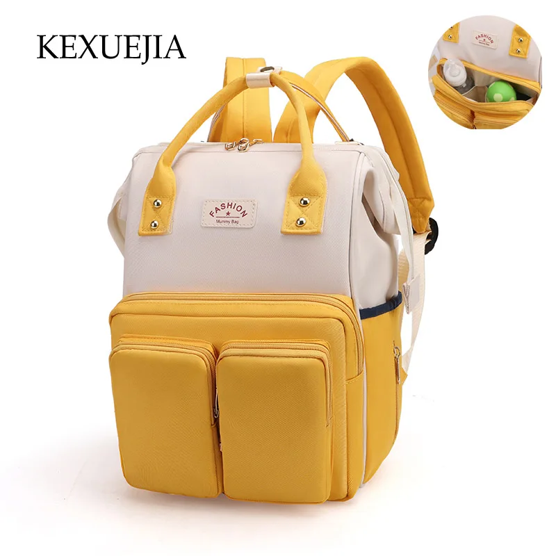 

KEXUEJIA Mommy Bag High Quality Diaper Bag Fashion Patchwork Backpack Large Capacity Nappy Pack Outdoor Sports Baby Stroller Bag