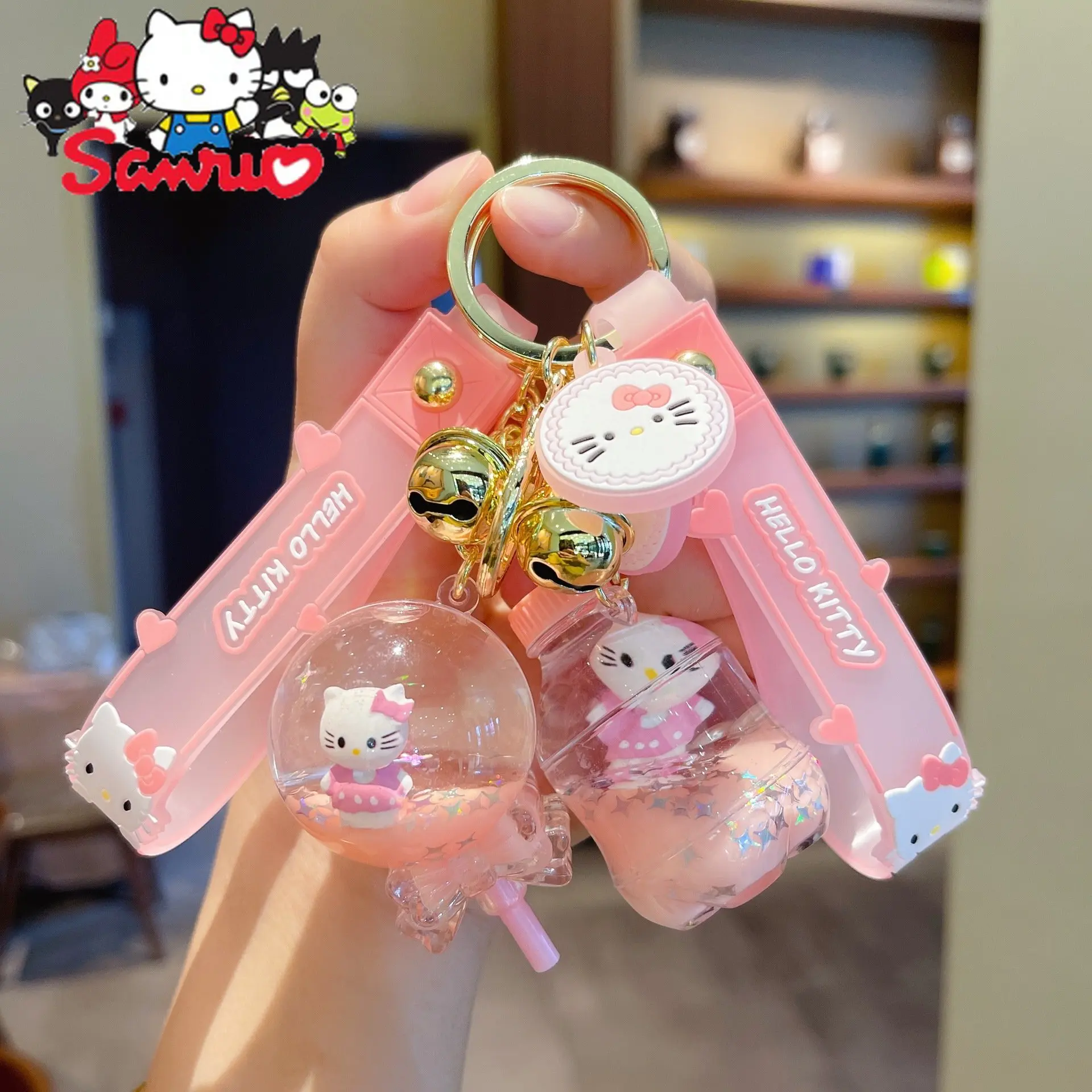 Купи Sanrio Hello Kitty Car Keychain Acrylic Cute Pink Floating Into The Oil Girl Bag Pendant Creative Cartoon Couple Car Ornament за 80 рублей в магазине AliExpress