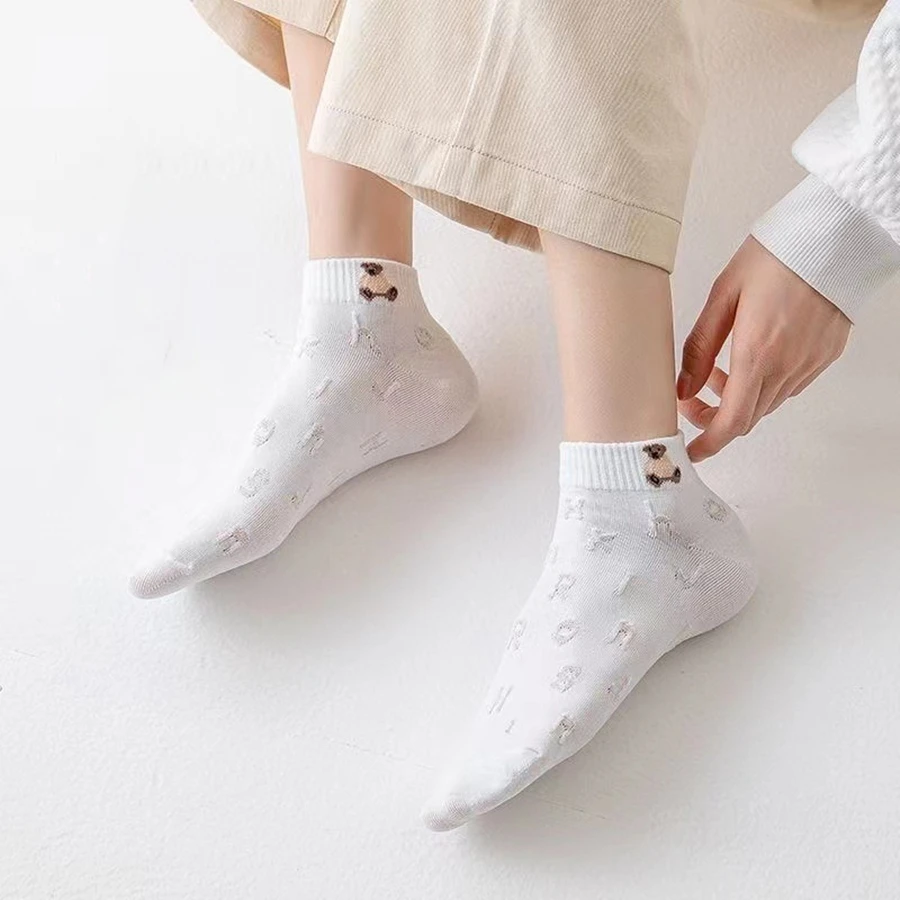 5 Pairs 2023 New Summer Short Women Cartoon Socks Low Tube Cool Socks Set Cuter Print Ankle Foot Cover Fashion New Kawaii Sock
