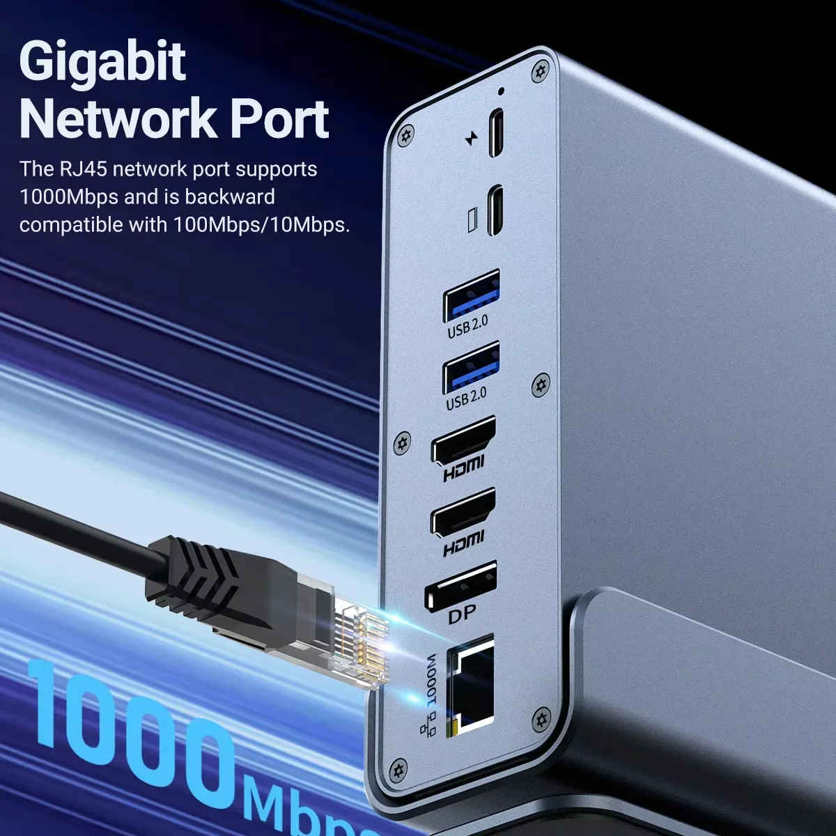 Фото Многофункциональная док-станция KEBIDUMEI 15-в-1 с USB-C, HDMI/DP 4K@60Hz, зарядкой PD 100W, USB 3.0, Ethernet RJ45, SD/TF и аудиоадаптером 3.5 мм №2