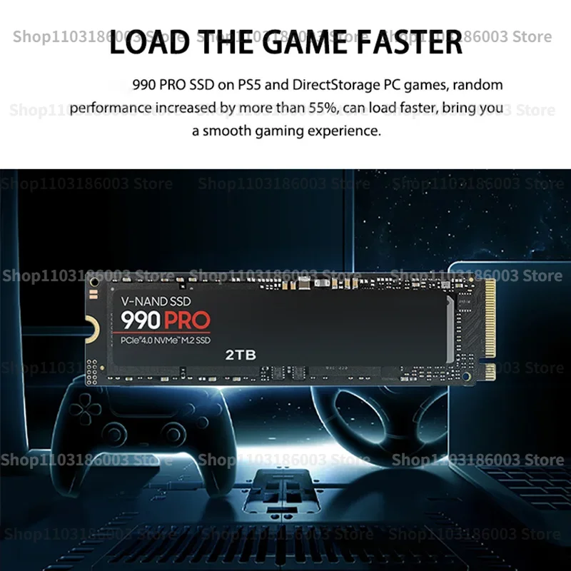   M2 SAM SSD 고속 내장 솔리드 스테이트 디스크, PCIe Gen5.0 X 4 NVMe, PS5 PS4 PC 노트북용, 브랜드 정품, 4TB, 2TB, 1TB, 990PRO SSD 