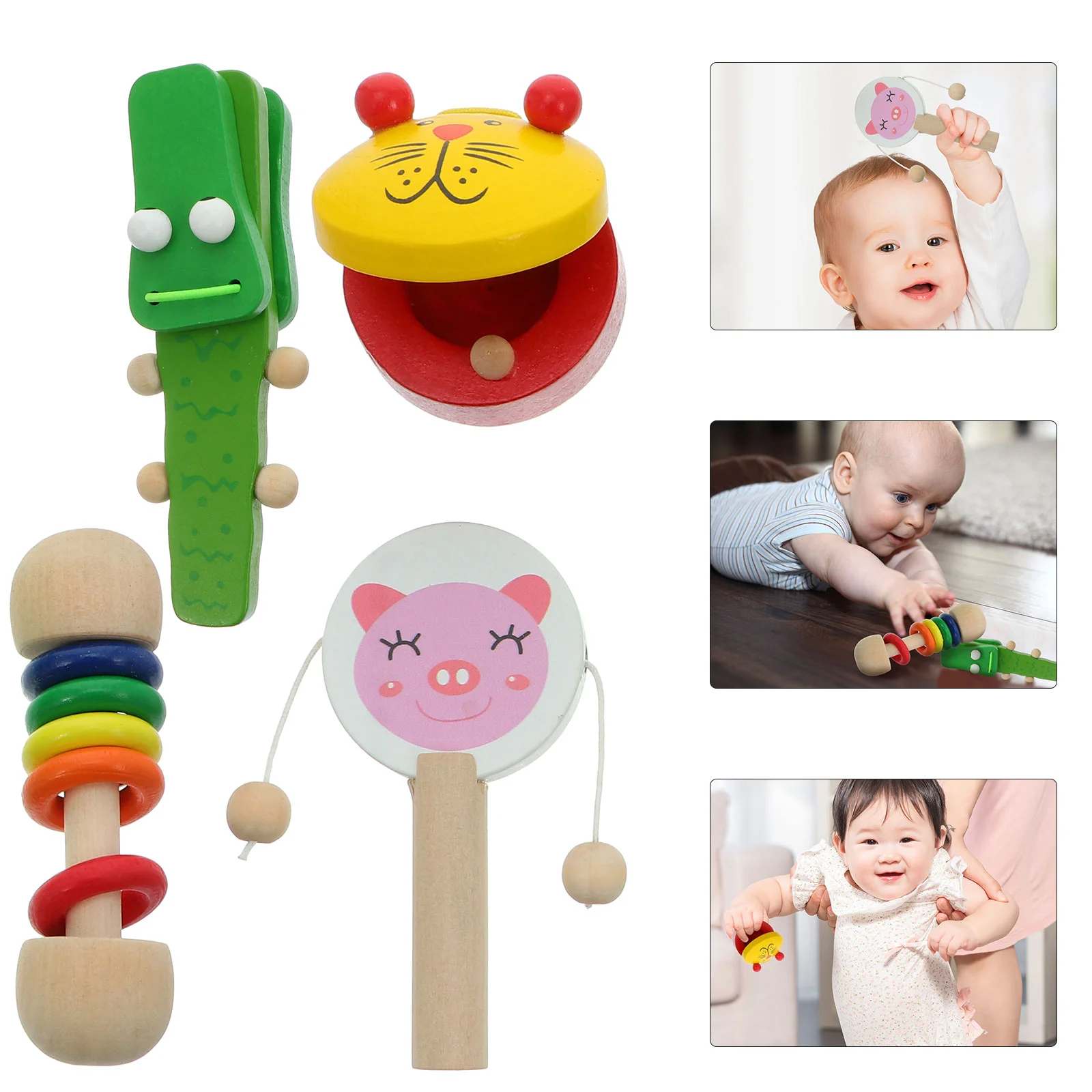 

Wooden Castanets Cartoon -drum Kids Musical Percussion Toy Instrument Set Clappers Toys Instruments Education