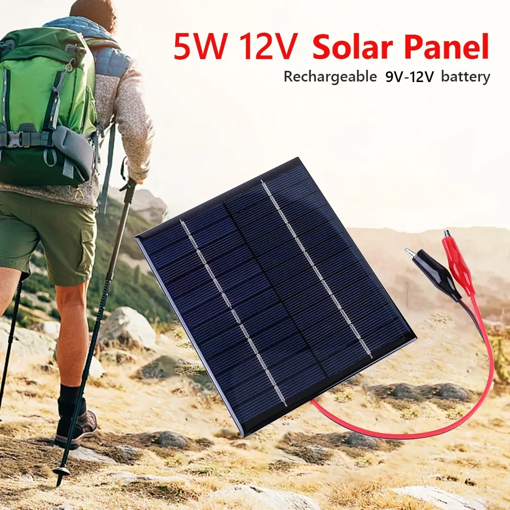 

Waterproof Solar Panel 5W 12V Outdoor DIY Solar Cells Charger Polysilicon Epoxy Panels 136x110MM for 9-12V Battery Charging Tool