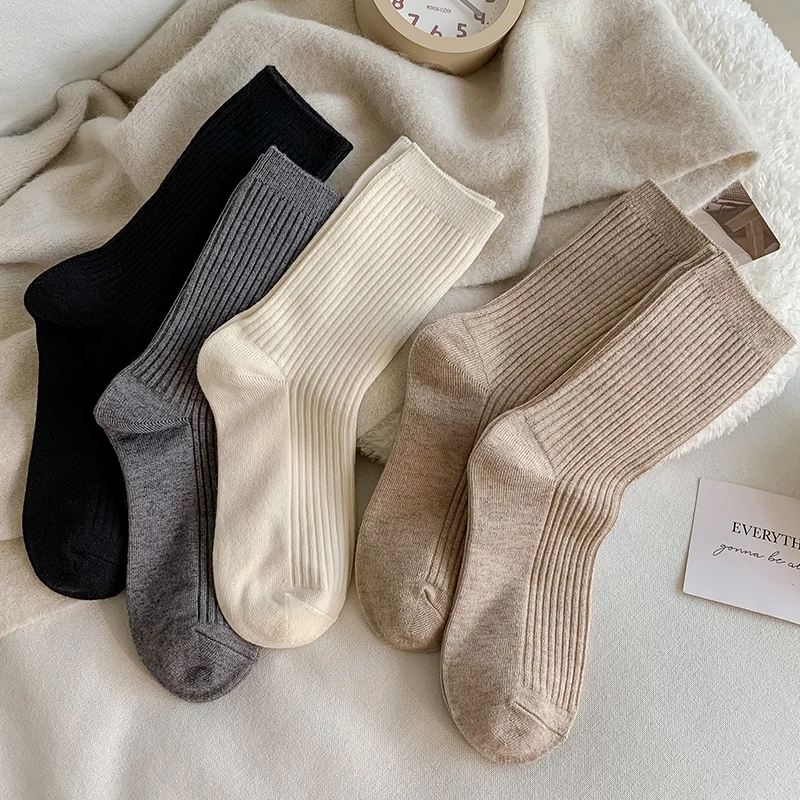 5 Pairs Socks For Women Casual Colorful Fashion Autumn Cashmere Socks Women's Winter 2023 New Absorb Sweat Warm Socks Long Girls