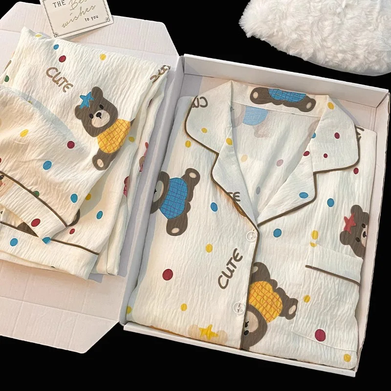 Весна и осень Новая г-жа Хлопковая пижама с длинными рукавами милыми облаками из