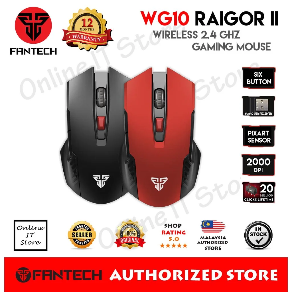 

ORI Fantech WG10 Raigor II 2000 DPI Wireless 2.4GHz Pro Gaming Mouse / WG11 CRUISER 2400DPI Wireless 2.4 GHz (Silent)