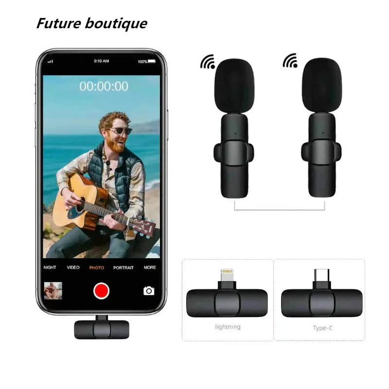 

Wireless Lavalier Microphone Broadcast Lapel Microphones Set Short Video Recording Chargeable Handheld Microphone Live Streaming
