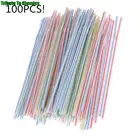 Красочные изогнутые пластиковые питьевые соломинки, 100 шт., аксессуары для напитков для бара, свадьбы, дня рождения, лета