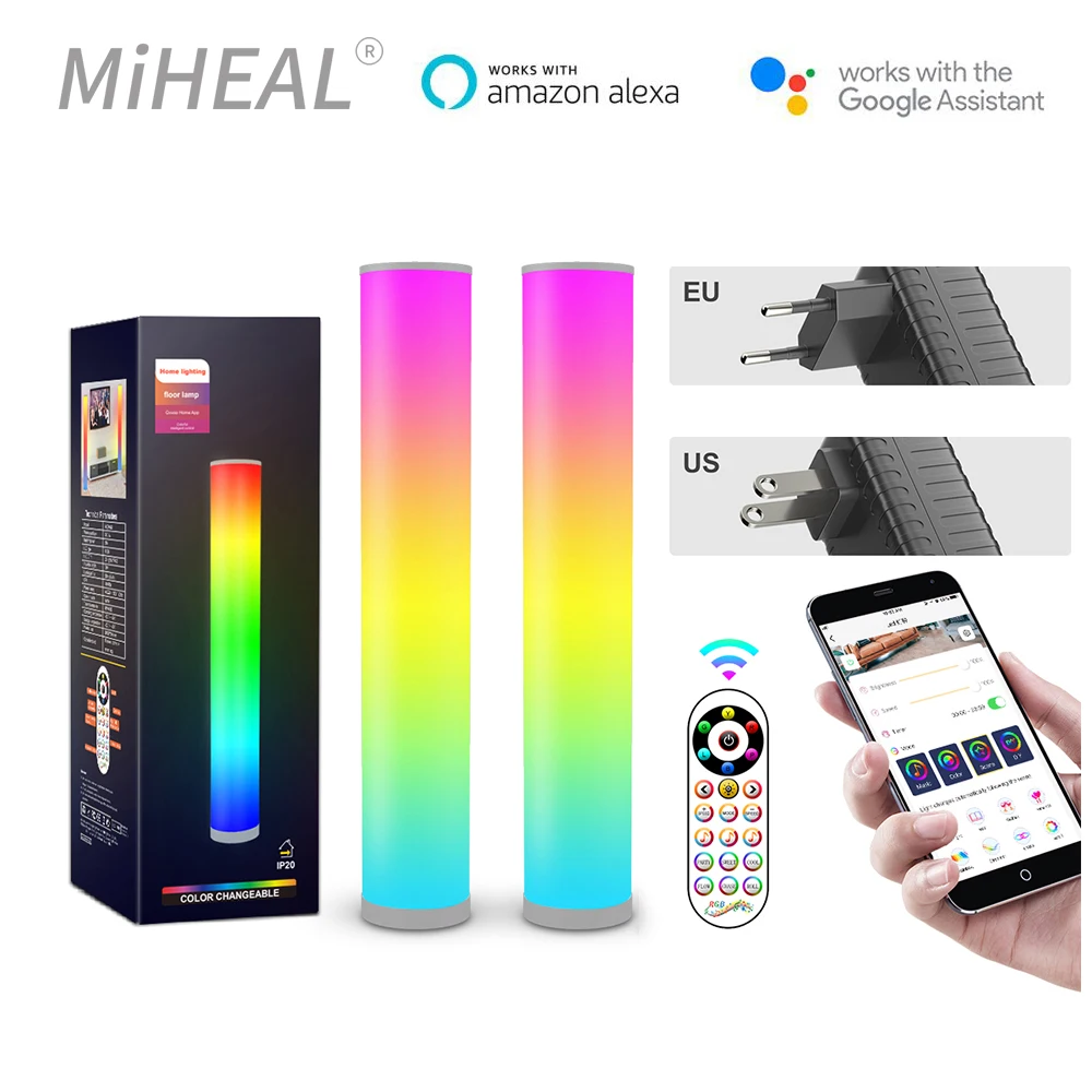 smart led corner rgb floor lamp cell phoneremote control dimming floor lamp modern office living room bedroom decoration free global shipping