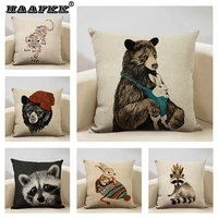 cartoon animal cushion cover sofa linen pillow cover 45x45cm living room bedroom decoration pillowcase childrens gift