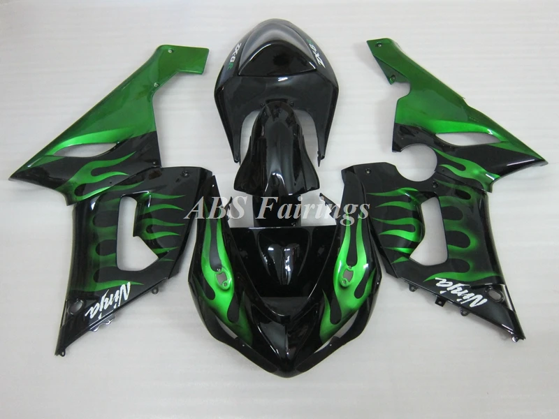 

4Gifts New ABS Whole Motorcycle Fairings Kit Fit for Kawasaki Ninja ZX-6R ZX6R 636 2005 2006 05 06 Bodywork Set Green Flame