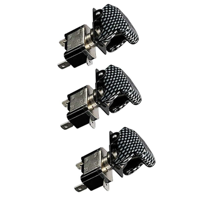 

3X 12V 2Pins Car Dash Rocker Switch Lever SPST ON / OFF Carbon AIRCRAFT-Blue