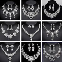 ladies jewelry set crystal bridal necklace earring set two piece korean rhinestone zircon necklace wedding clavicle necklace