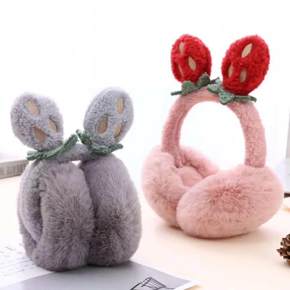 

Winter Earmuffs For Women Fluffy Earmuffs Cartoon Rabbit Ears Warm Ear Muffs Cover Outdoor Windproof Foldable Ear Prote P1o0