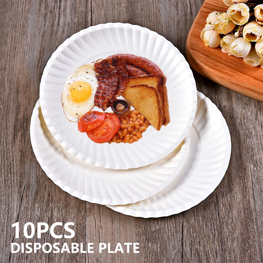 

10Pcs Disposable Plates Paper Biodegradable Paper Plates Food Grade Disposable Plates Party Cake Paper Plates Decor set Kitchen