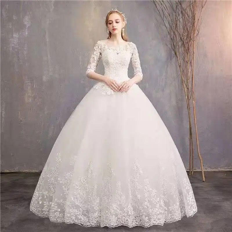 Bride Wedding Dress 2023 New Autumn Draggle-Tail Figure Flattering Fantasy Court French Princess Floor-Length Wedding Dress for