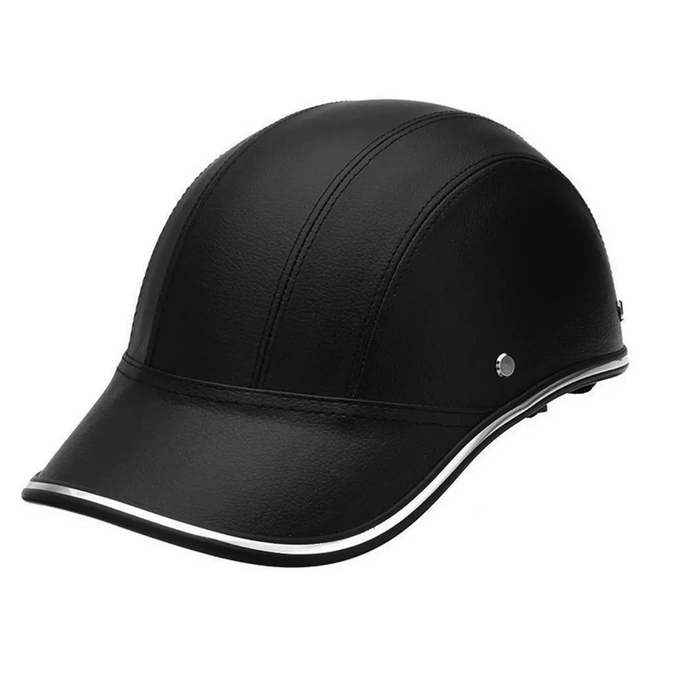 

2022 New Bicycle Helmet Adult Bicycle Baseball Cap Helmet ABS Leather Windproof Riding Safety Helmet Adjustable Shoulder Strap