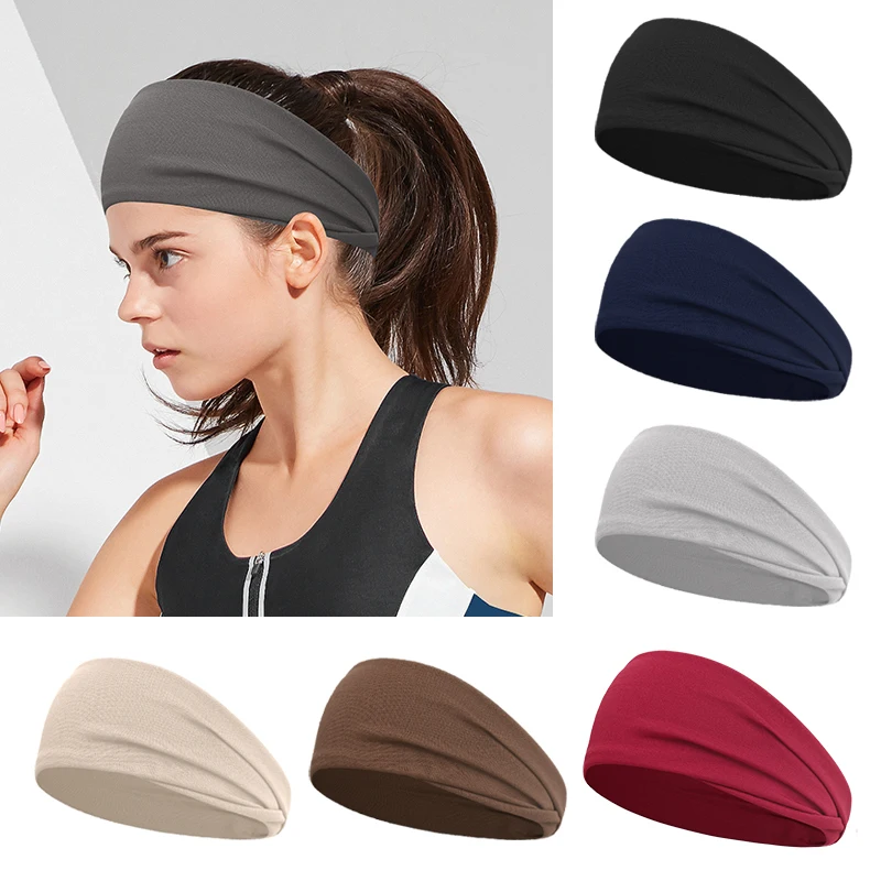 

Women Fashion Elastic Headband Sports Sweatband Hair Bands Solid Color Turban Stretch Headwrap Hair Accessorie