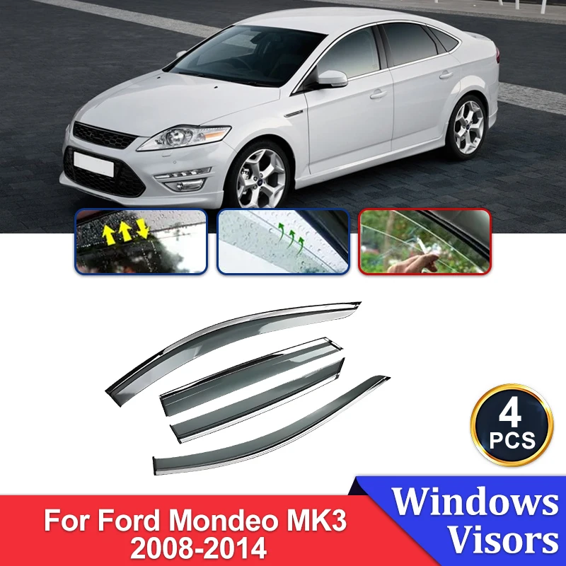

4x Дефлекторы для Ford Mondeo MK3 2008-2014, накладки на боковые окна автомобиля, ветровики, защита от дождя