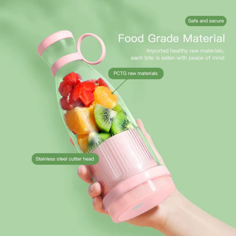 

Mini Blender Bottle USB Rechargeable Mixers Fresh Fruit Juicers Food Processor Electric Portable Blender Smoothie Ice Extractors