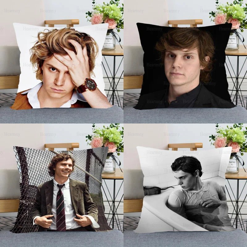 

New Evan Peters Pillow Cover Bedroom Home Office Decorative Pillowcase Square Zipper Pillow Cases Satin Fabric Eco-Friendly 0509