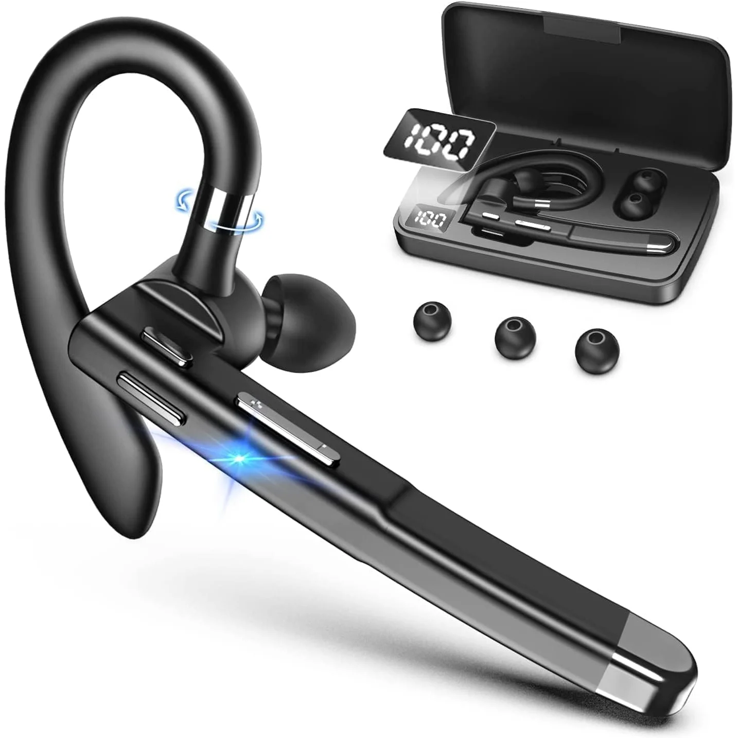 

Bluetooth Headset with CVC8.0 Noise Cancelling Mic Mute Key Hands-Free Earphones for Cell Phones PC Laptop Business Truck Driver