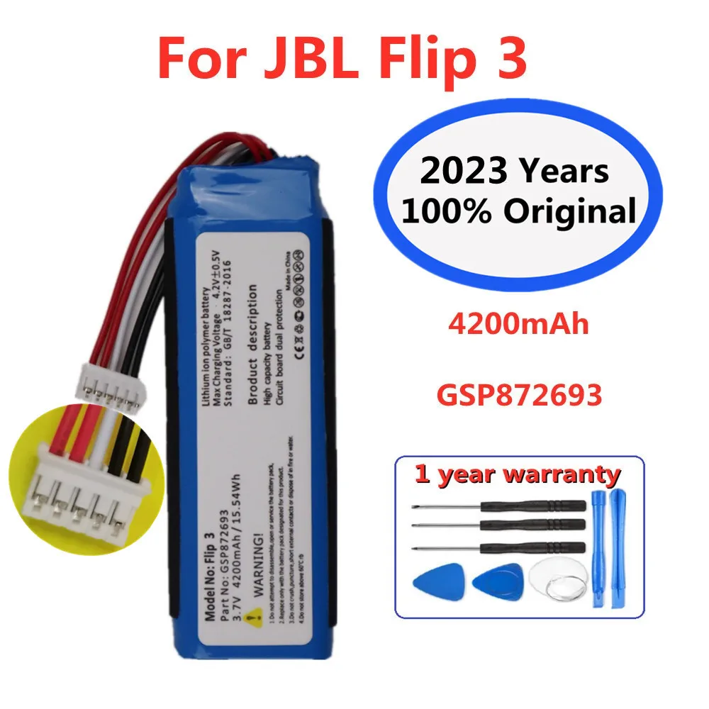 

2023 год, 100% оригинальный аккумулятор для динамика JBL Flip 3 Flip3, 4200 мАч, GSP872693 Special Edition, Bluetooth, аудиоаккумулятор + Инструменты