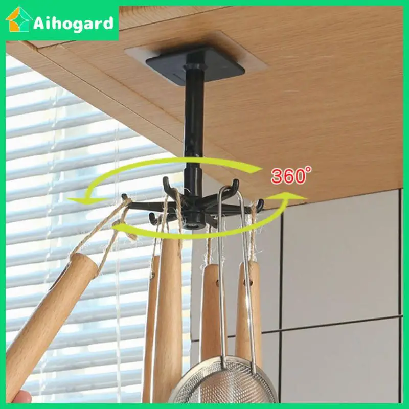 

Home Accessories Home Kitchen Bathroom Can Be Rotated 360 Degrees Kitchen Storage Six-claw Hook Punch-free Non-marking