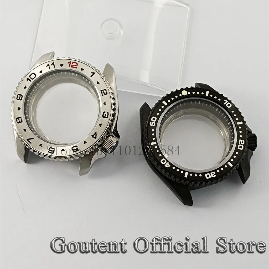 

Goutent 42mm Silver/Black 10 ATM Watch Case With Bezel Sapphire Glass Fit NH35 NH36 NH34 Movement