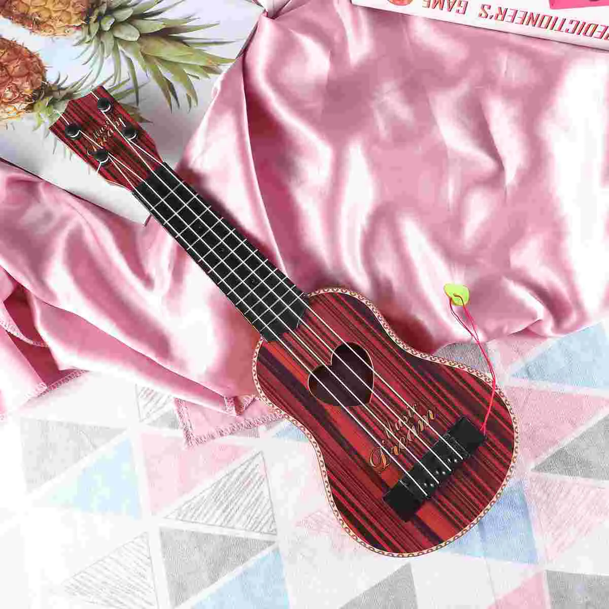 

17 In Kids Design Ukulele- Phnom Penh Pattern Soprano Ukulele in Heart Hole Design Musical Instrument for Toddler Ukulele with