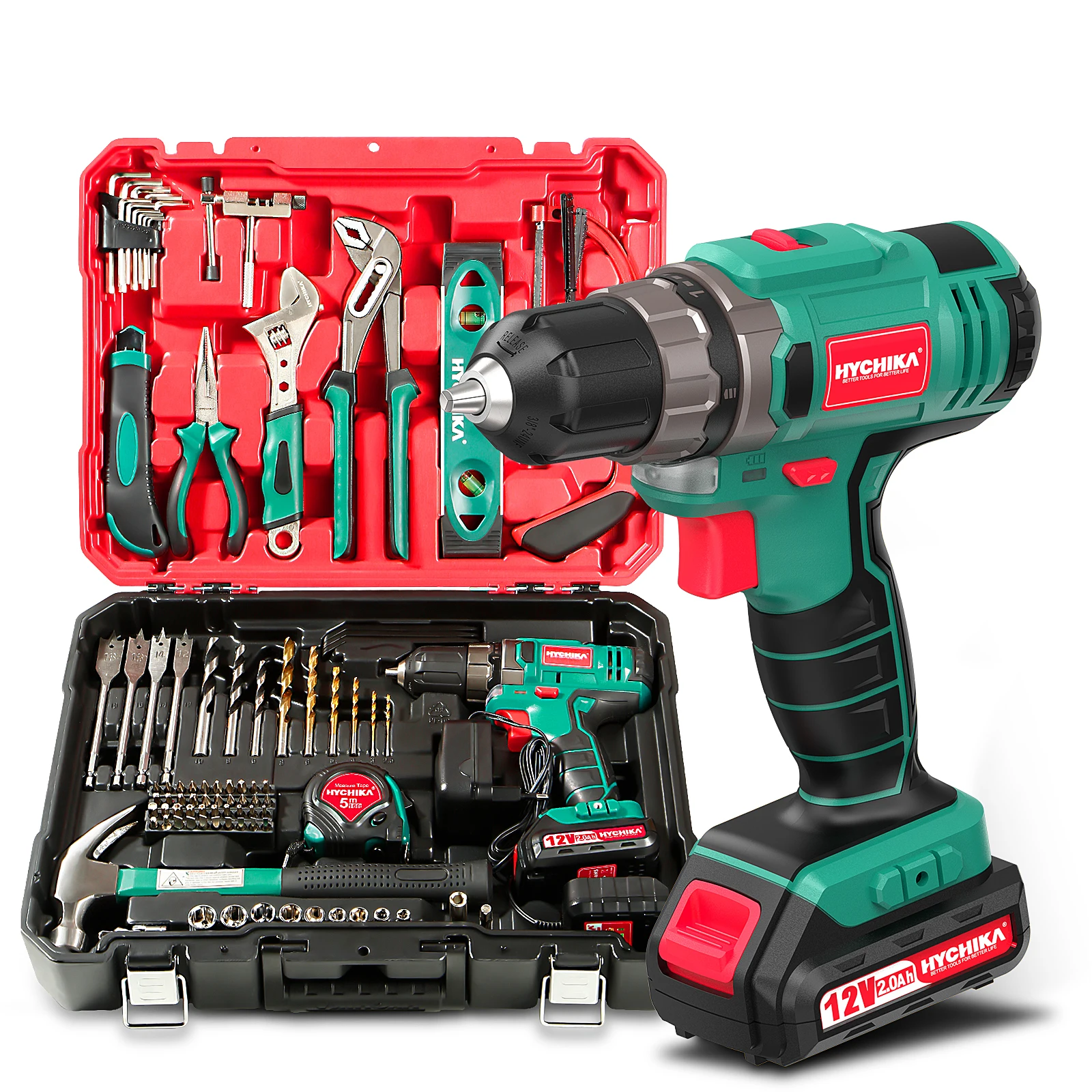 HYCHIKA OEM car repair Household cordles Electrical Power Tool box Hand Tool Kits Auto Car Tire Repair Tool Combo Kit Socket Set