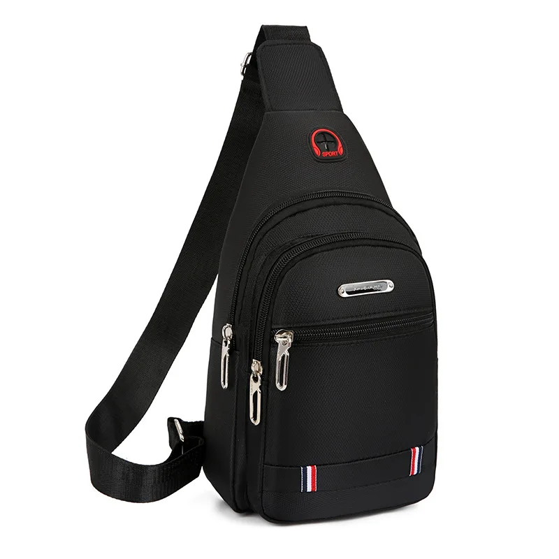 

Men'S Fashion Double Layer Large Space Chest Bag Crossbody One Shoulder Zipper Buckle Oxford Fabric Crossbody Bag