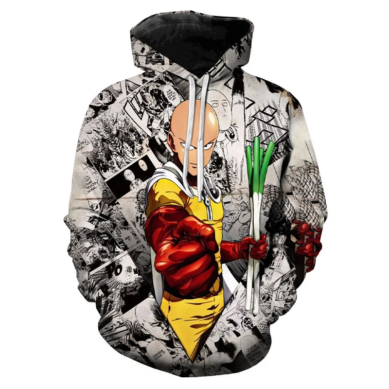 

Anime One Punch Man Hoodies 3D Print Cartoon Casual Hooded Sweatshirt Men Women Cool Saitama Pullover Anime Plus Size Hoodie