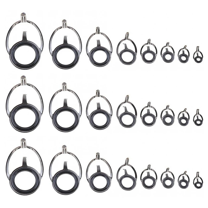 

24 Pcs Fishing Rod Guide Oval Fishing Rod Eyes Guides Line Rings Pole Repair Kit Mixed Size Double Leg Rings