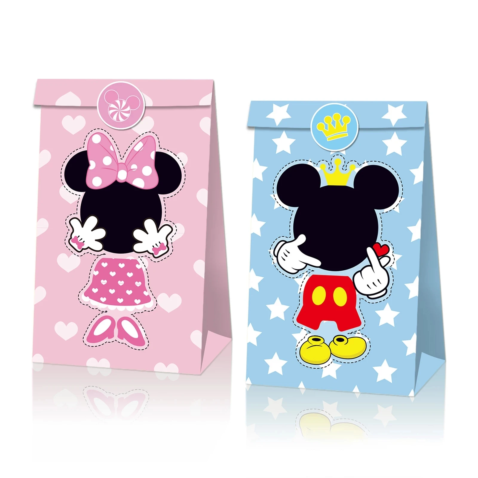 Коробки для подарков и сладостей на вечеринку Disney Mickey Minnie Mouse, 12 штук, для детей, на детский праздник, декорации для дня рождения.