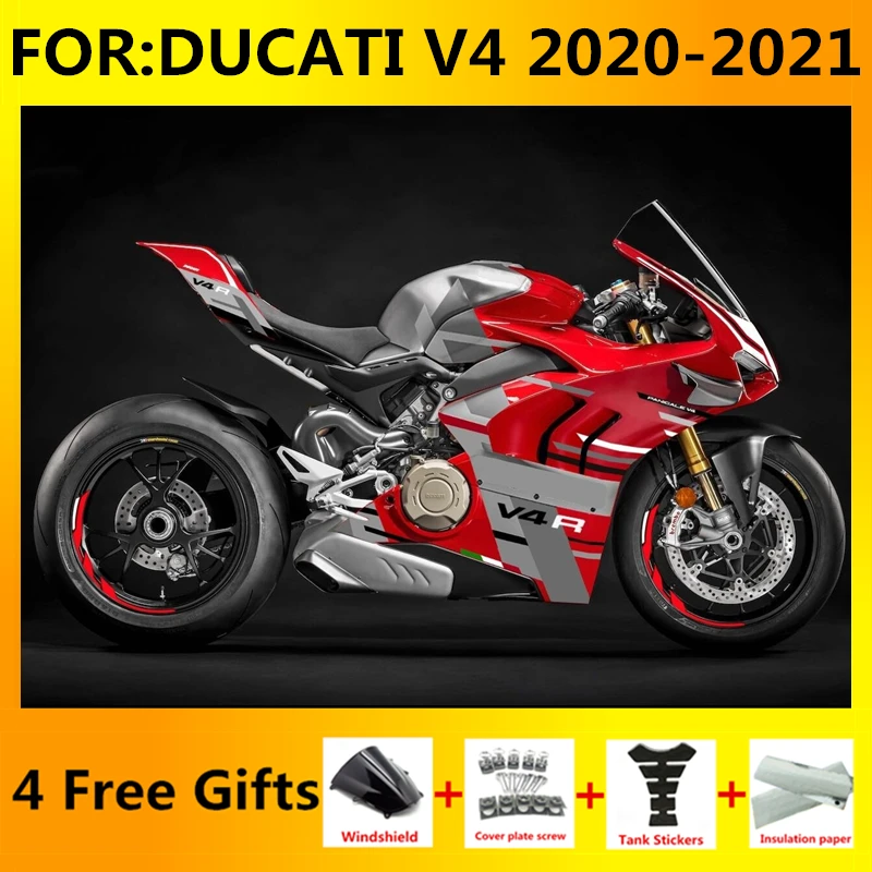 

New ABS Motorcycle Injection mold Fairings Kit Fit For Panigale V4 20 21 v4s v4r 2020 2021 Bodywork full fairing set red silver
